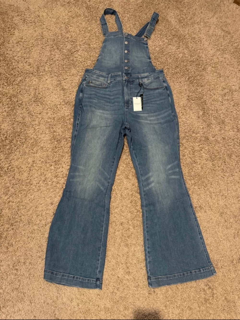 Judy Blue Medium Blue Flared Denim Overalls
